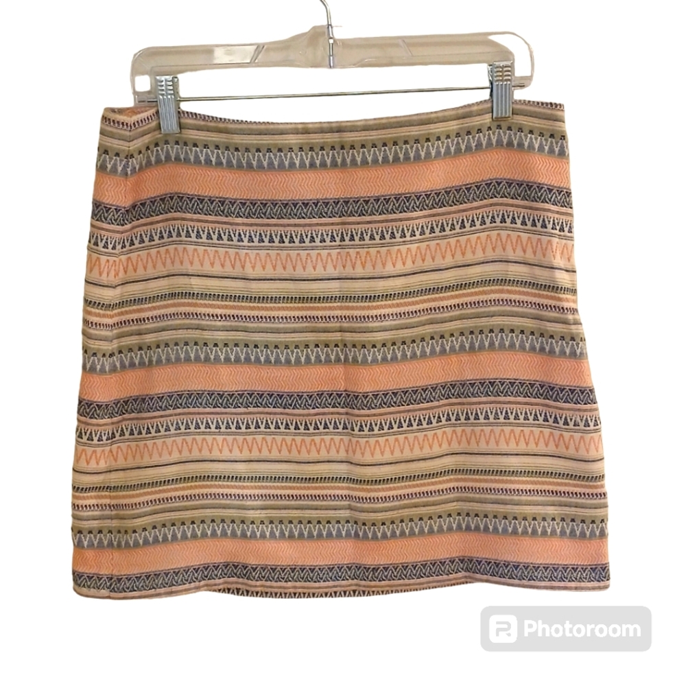 Loft Women's Pink Striped Southwest Skirt Size 10